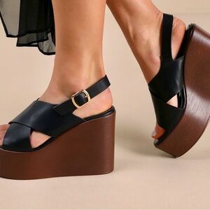 Lulus Steena Elegant Black and Brown Wedges